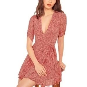 Reformation Wrap around V neck Mini Sundress